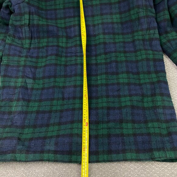 Vintage LL Bean Toggle Coat Men's XL Green Blue Tartan Plaid Wool USA Duffle - Picture 14 of 15